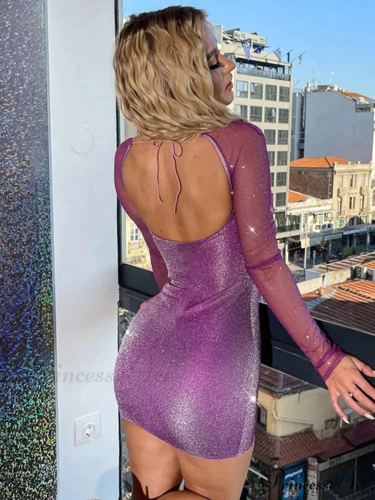 Shimmering Net Wrap Short Dress minidress-250223