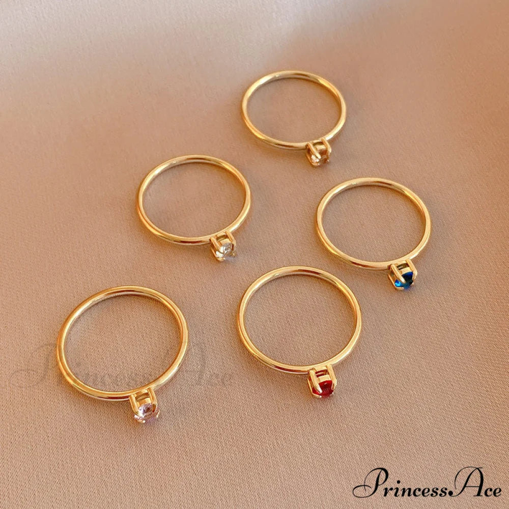 Shining Colorful Zircon Custom Closed Rings gold + white / 6