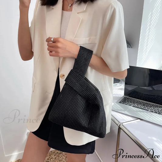 Shiny Crystal Glitzy Night Wristlet Black wristlet-250126