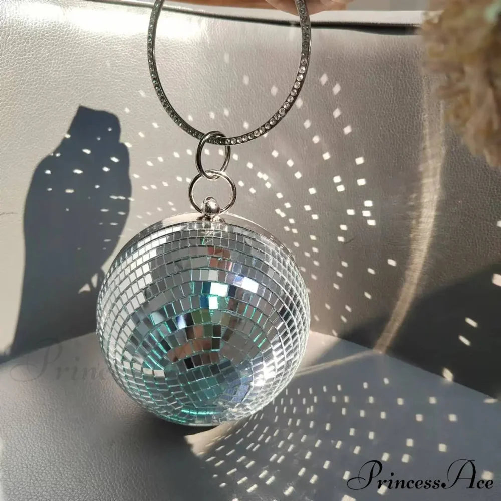 Shiny Disco Ball Celebration Purse Wristlet (20cm / Silver wristlet-250126