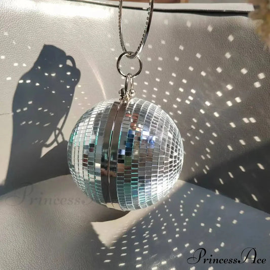 Shiny Disco Ball Celebration Purse Wristlet (20cm / Silver wristlet-250126
