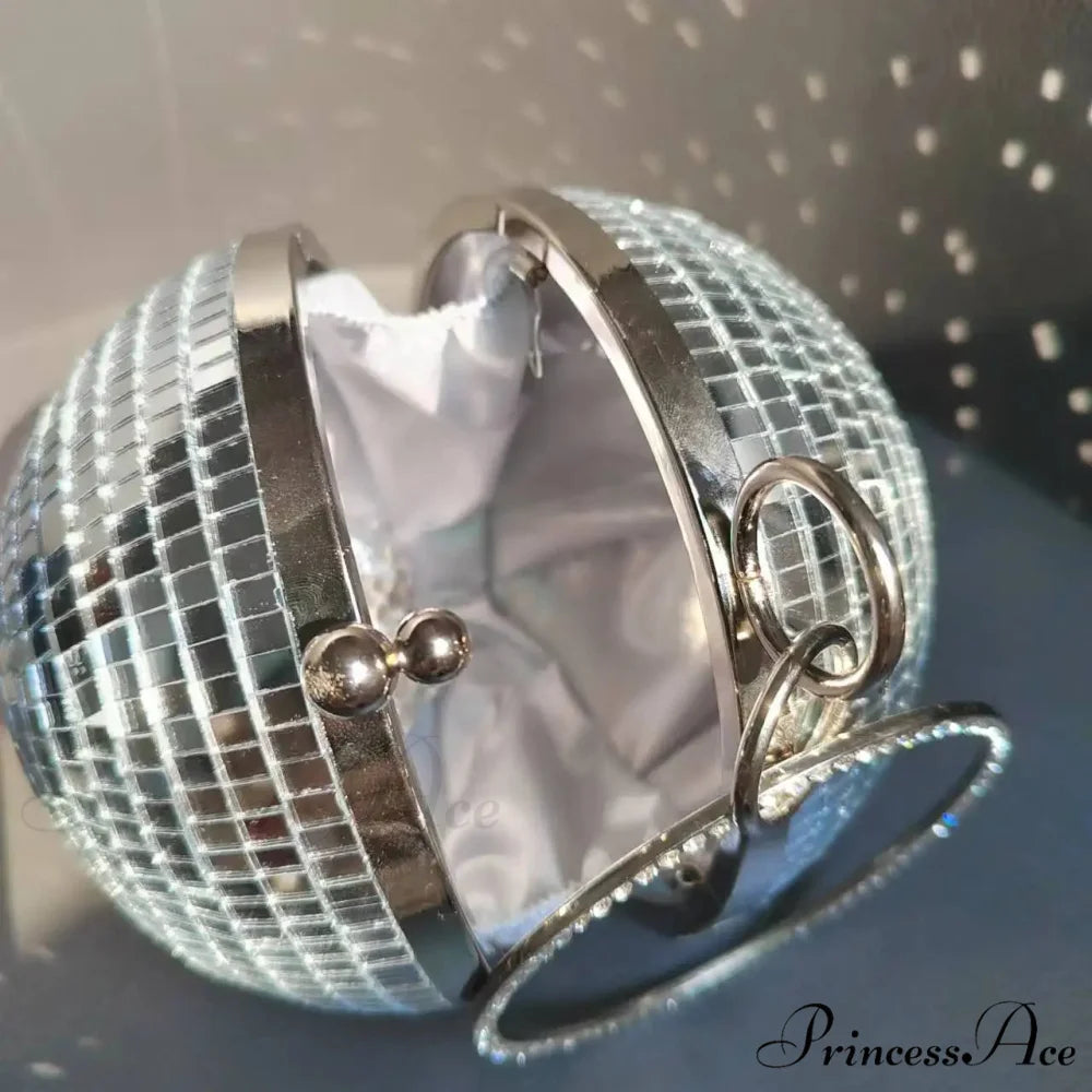 Shiny Disco Ball Celebration Purse Wristlet (20cm / Silver wristlet-250126