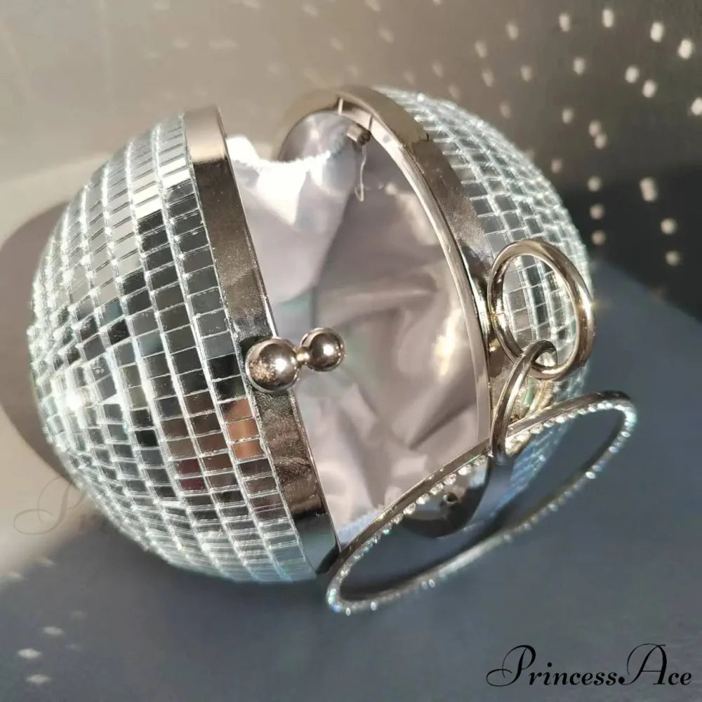 Shiny Disco Ball Celebration Purse Wristlet (20cm / Silver wristlet-250126