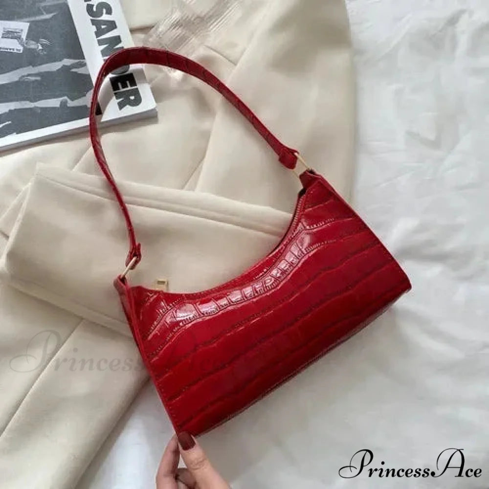 Shiny Leather Designer Shoulder Purse Brown shoulder-250126