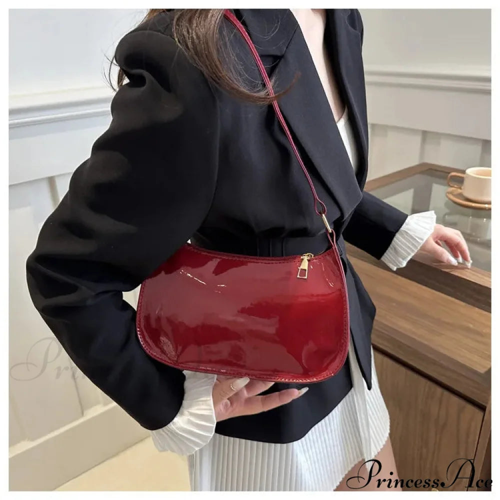 Shiny Leather Flexible Style Shoulder Bag shoulder-250126