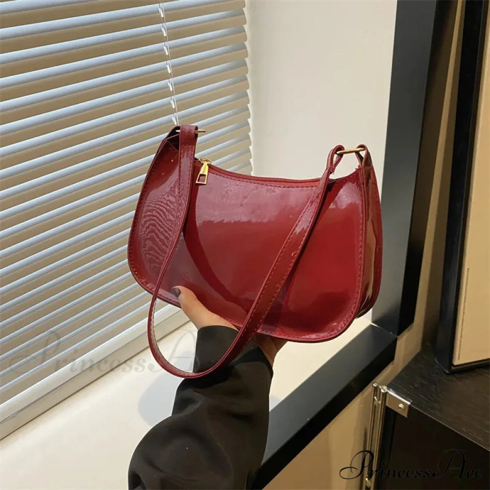 Shiny Leather Flexible Style Shoulder Bag shoulder-250126