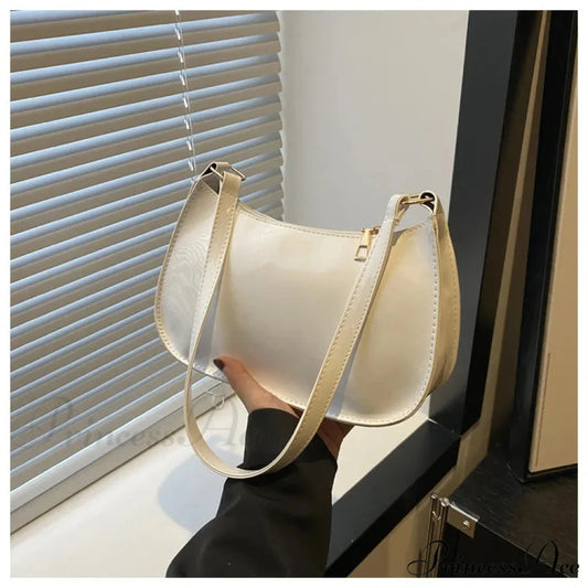 Shiny Leather Flexible Style Shoulder Bag White shoulder-250126