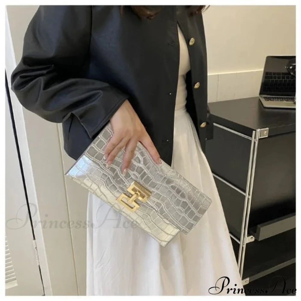 Shiny Night Wedding Pouch Wristlet 29X16cm / Silver wristlet-250126
