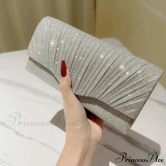 Shiny Sparkle Nighttime Pouch Wristlet SILVER wristlet-250126