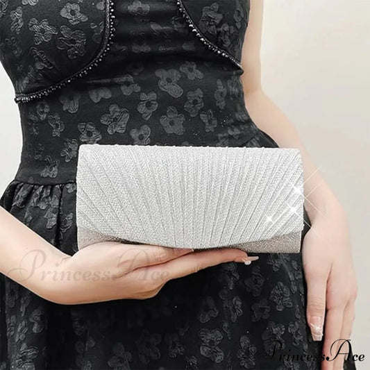 Shiny Sparkle Nighttime Pouch Wristlet SILVER wristlet-250126