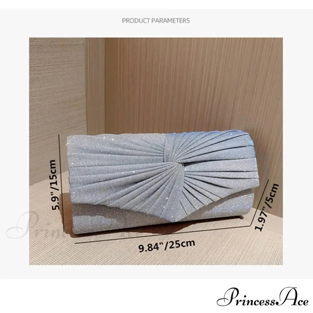Shiny Sparkling Clutch Evening Bag High-End Party Shoulder Bag SILVER clutchbag-250126