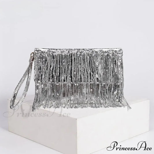 Shiny Sparkling Crystal Evening Clutch Wristlet silver wristlet-250126