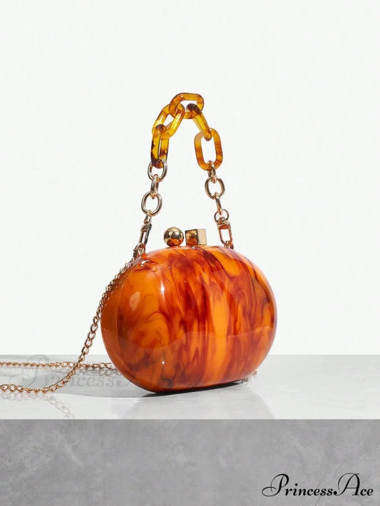 Shiny Tan Citrus Acrylic Box Evening Clutch Purse clutchbag-250126