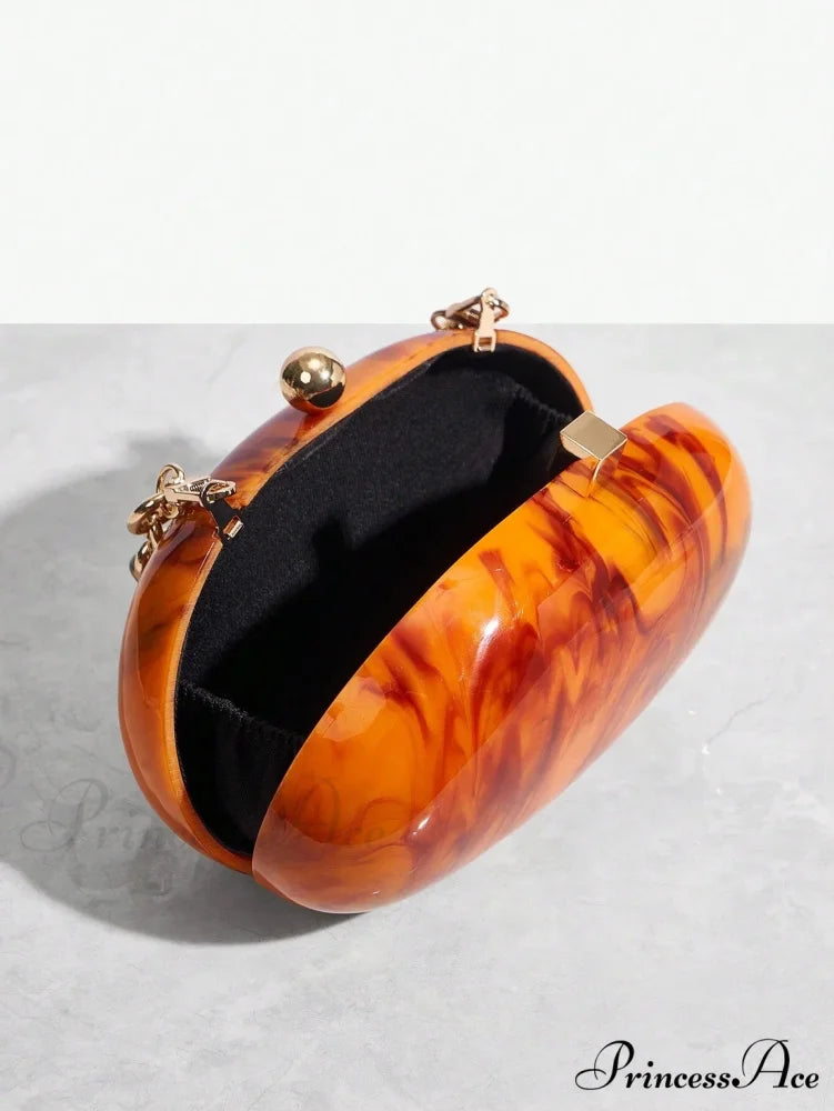 Shiny Tan Citrus Acrylic Box Evening Clutch Purse clutchbag-250126