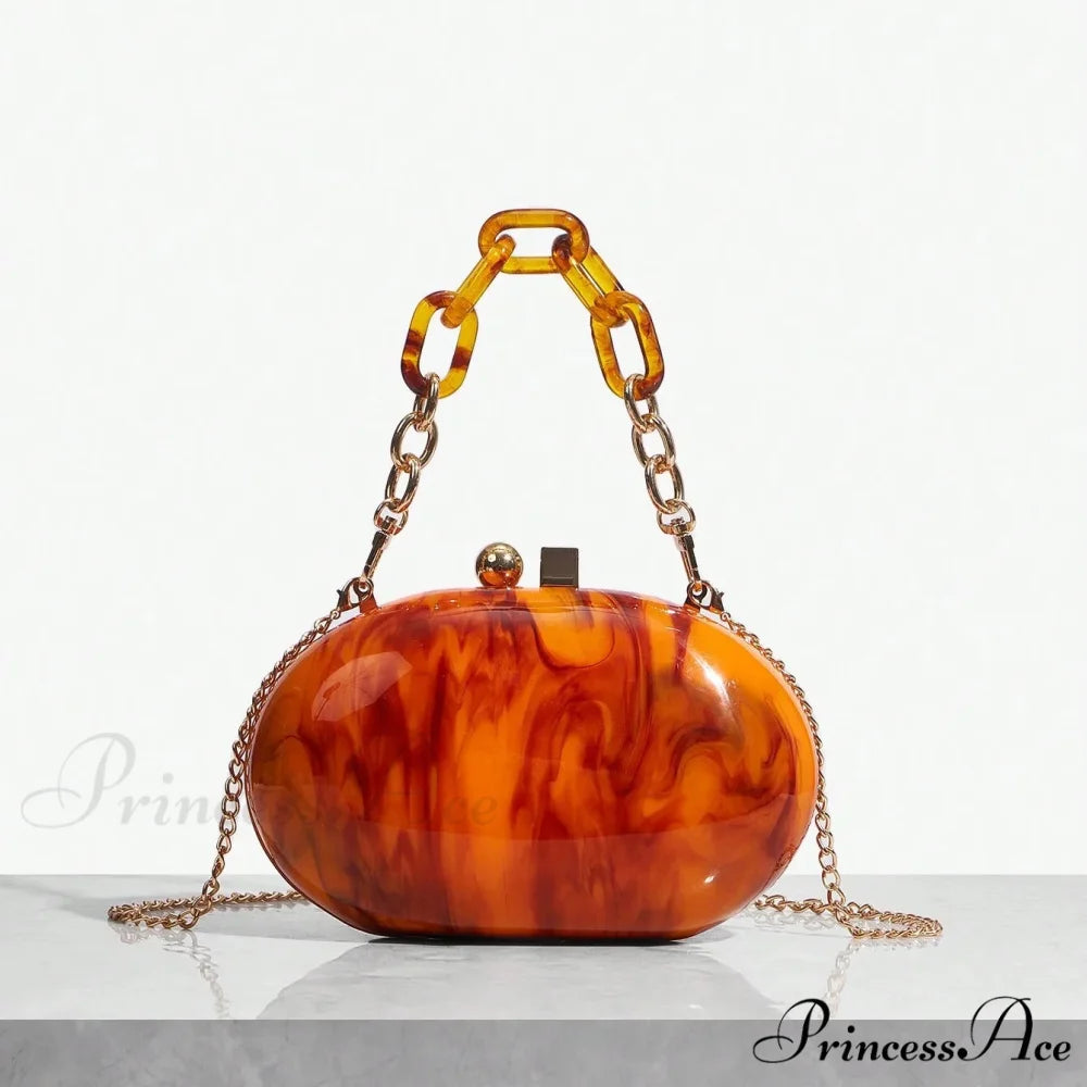 Shiny Tan Citrus Acrylic Box Evening Clutch Purse clutchbag-250126