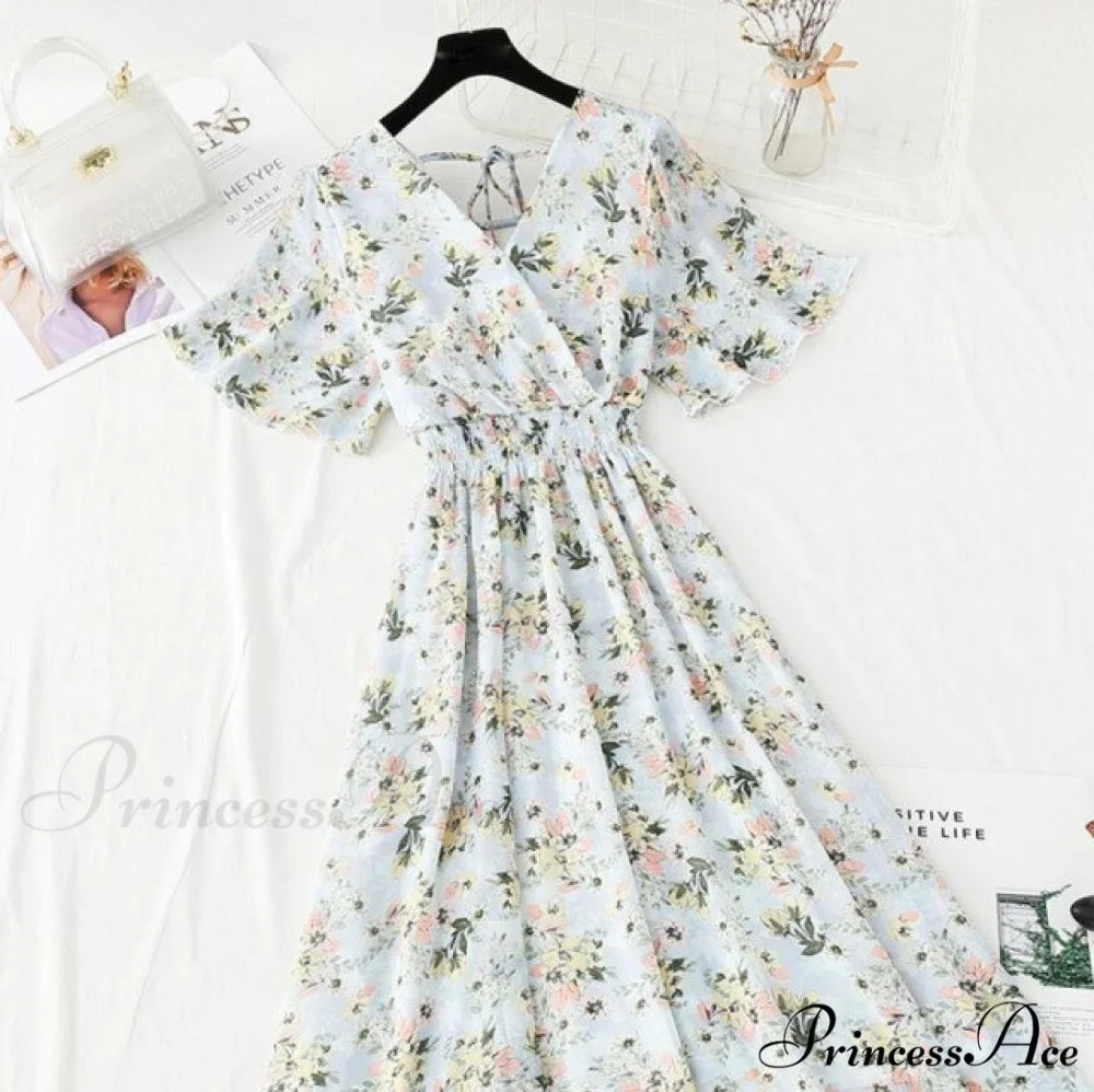 Short sleeve Chiffon Dress white 1 / S
