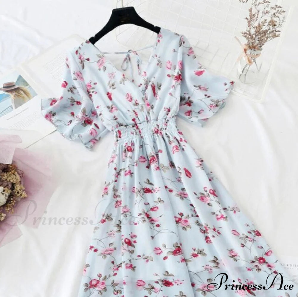 Short sleeve Chiffon Dress white 2 / S