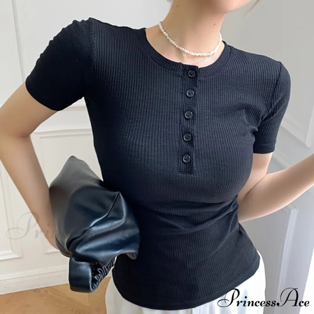 Short Sleeve Cotton Tee Shirt black / S
