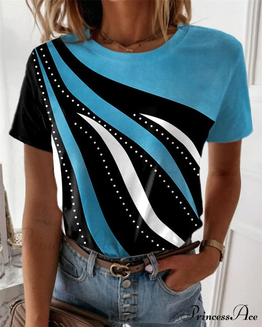 Short-sleeve crewneck with T-shirt print Sky Blue / S