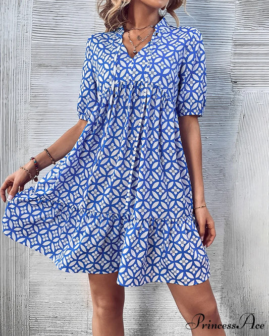 Short Sleeve Dress - Fresh Print