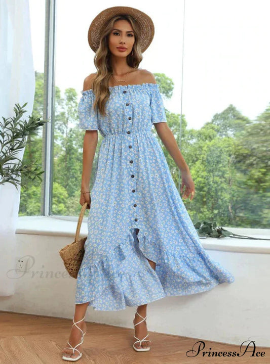 Short-Sleeve Printed Dress with Irregular Pattern S / white