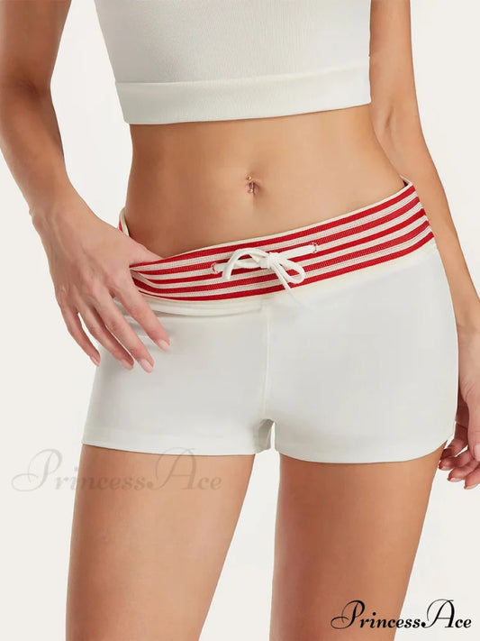 Short Striped Drawstring Short WHITE / S short-250223