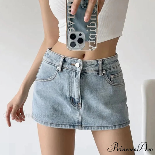 Short Tiny Slim Denim Skirt Light Blue / S skirts-250223