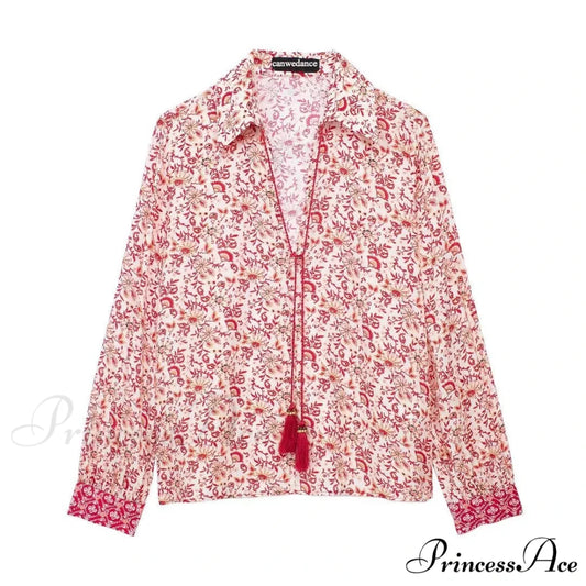 Short Waist A-line Seaside Skirt Floral Crimson Maxi Frilled Vacation skirt-250126