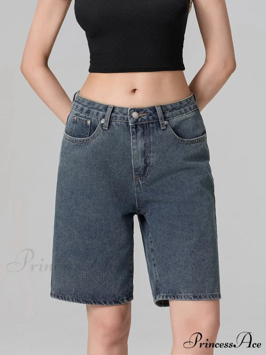 Short Waist Straight Leg Denim Brief blue / S short-250223