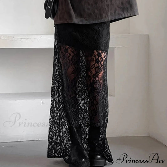 Short Waist Transparent Skirt Black / S skirts-250223