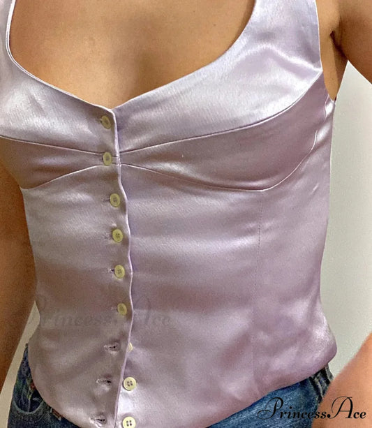 Silky Off-The-Shoulder Bodice Crop Top purple / S croptop-250223