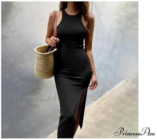 Simple And Sexy Charming High-Slit Midi Dress