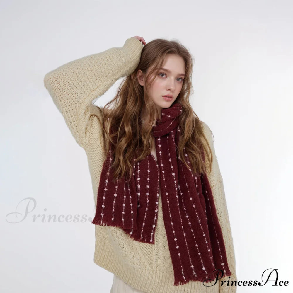 Simple Cozy Warm Stylish Comfortable Trendy High-end Polka Dot Scarf Red