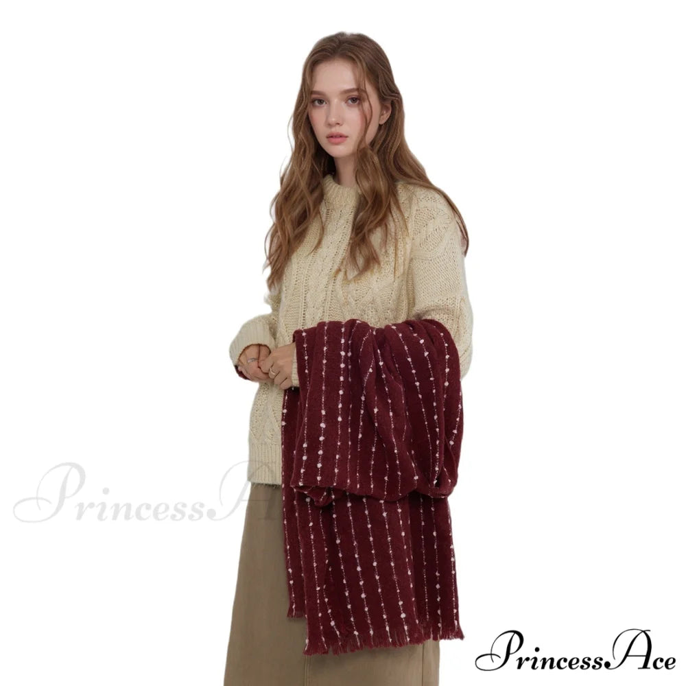 Simple Cozy Warm Stylish Comfortable Trendy High-end Polka Dot Scarf Red