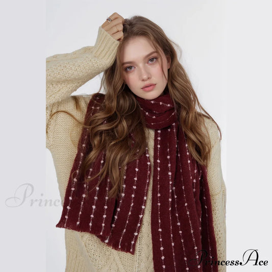 Simple Cozy Warm Stylish Comfortable Trendy High-end Polka Dot Scarf Red