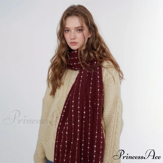 Simple Cozy Warm Stylish Comfortable Trendy High-end Polka Dot Scarf Red