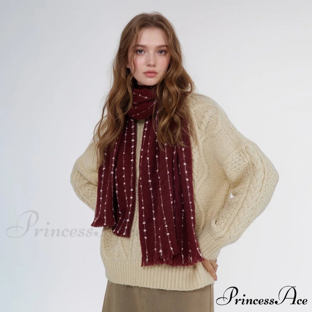 Simple Cozy Warm Stylish Comfortable Trendy High-end Polka Dot Scarf Red