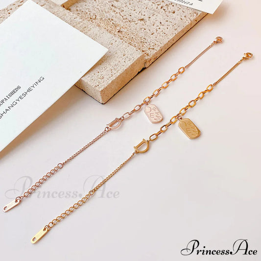 Simple Rose Gold Niche Design Letters Jewelry Bracelet