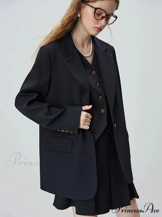 Simple Temperament Casual Popular All-match Loose New Chic Comfortable Coat BLACK / S