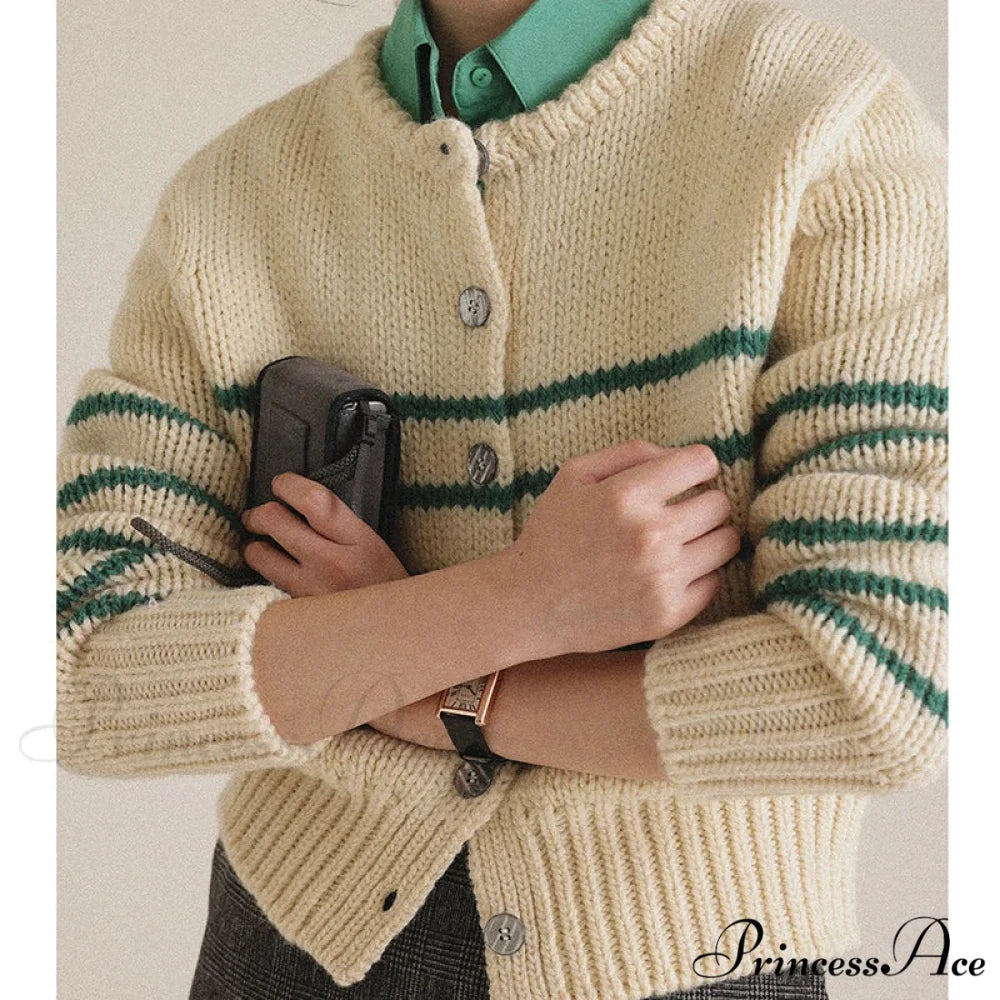 Single-breasted Banded Knitted Cardigan cardigans-241228