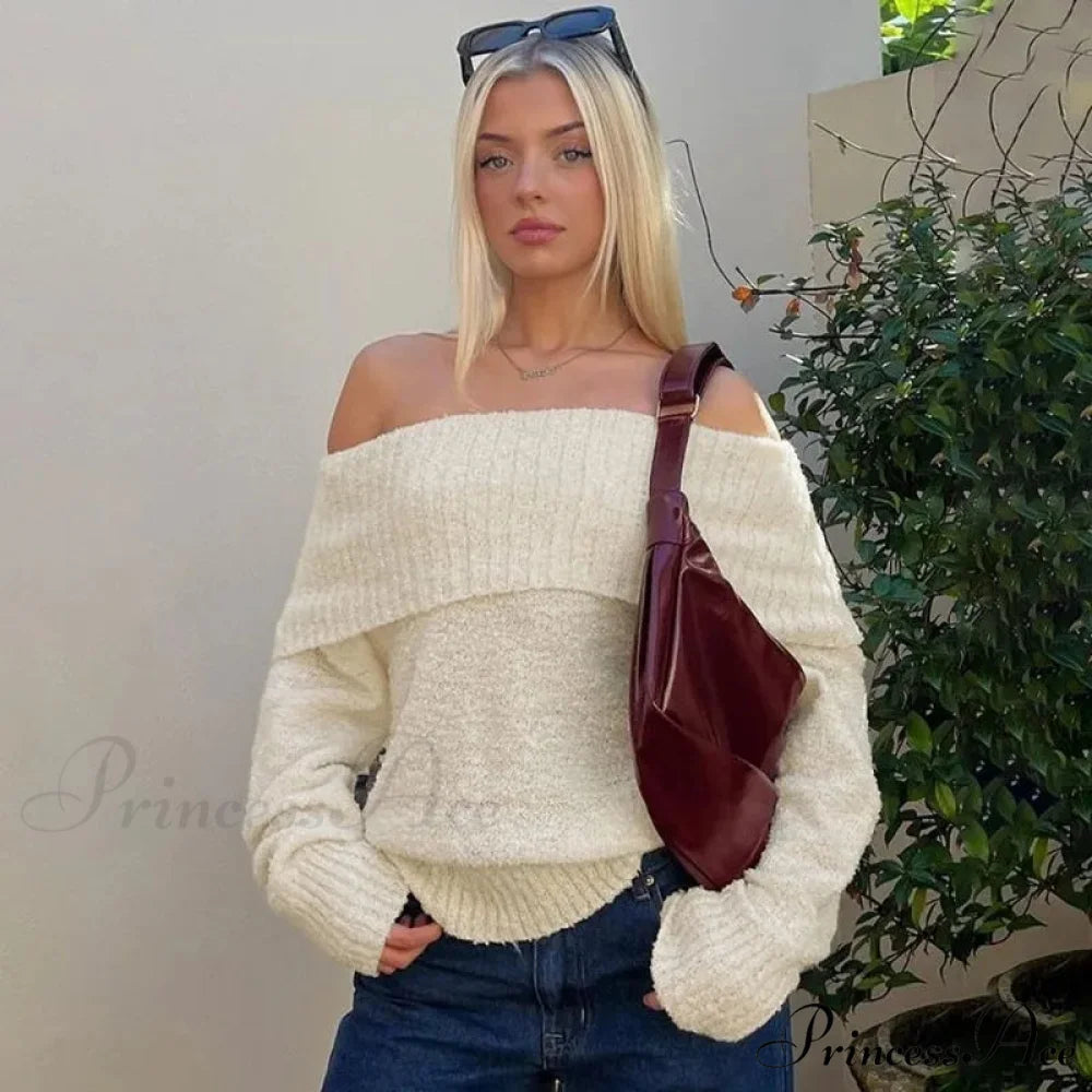 Single Shoulder Sleek Long Sleeve Pullover Jumper swraters-241228