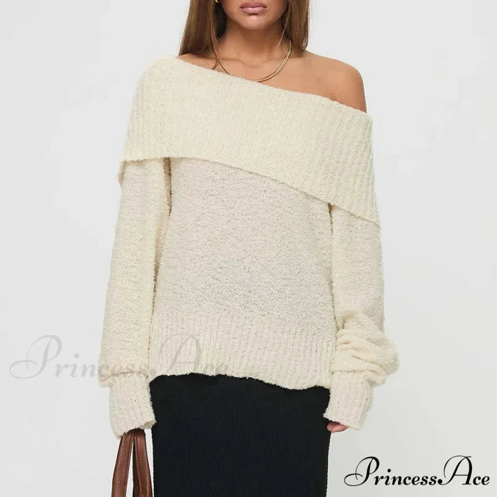 Single Shoulder Sleek Long Sleeve Pullover Jumper swraters-241228