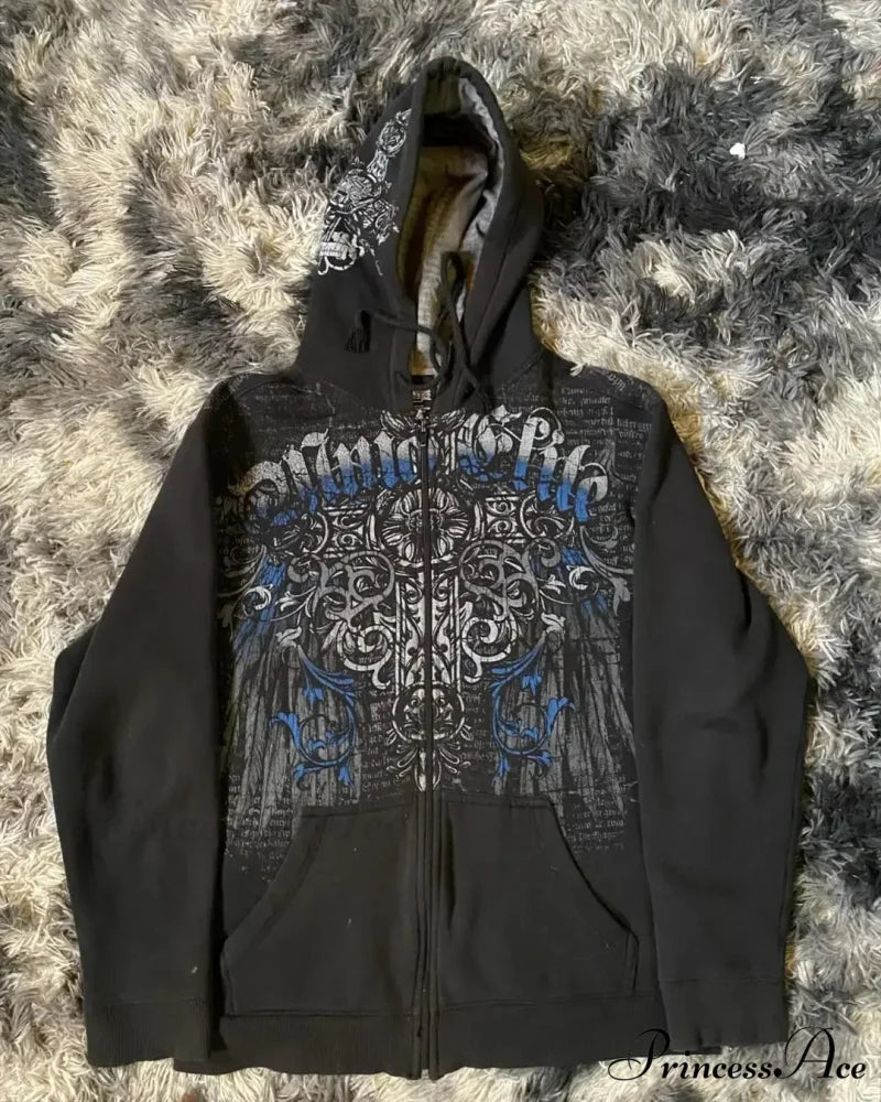 Skeleton Pattern Hooded Sweater black 3 / S hoodies-241228