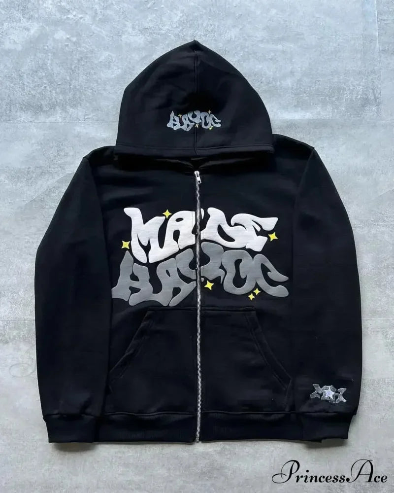 Skeleton Pattern Hooded Sweater black 5 / S hoodies-241228