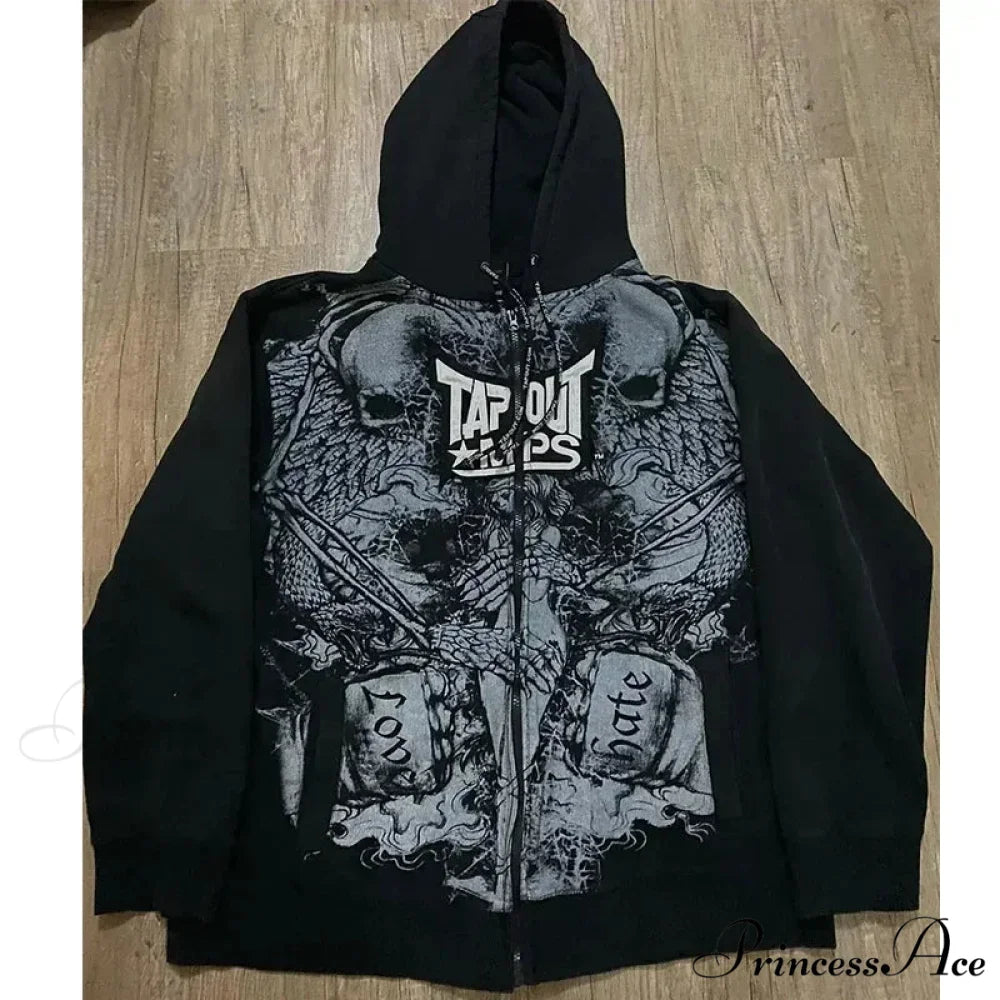Skeleton Pattern Hooded Sweater black 6 / S hoodies-241228