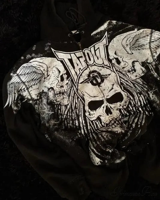 Skull Vintage Zipper Hoodie hoodies-241228