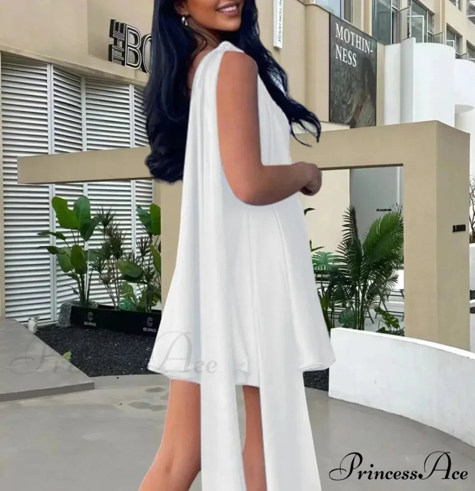 Slanting Shoulder Net Mini Dress minidress-250223