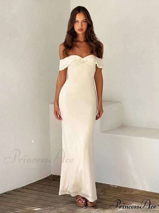 Sleek Bodycon Maxi Holiday Dress Apricot / S vacationdress-250223