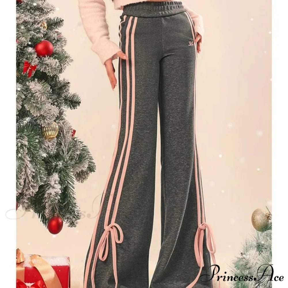 Sleek Informal Grey Athletic Flared Trousers pants-241228