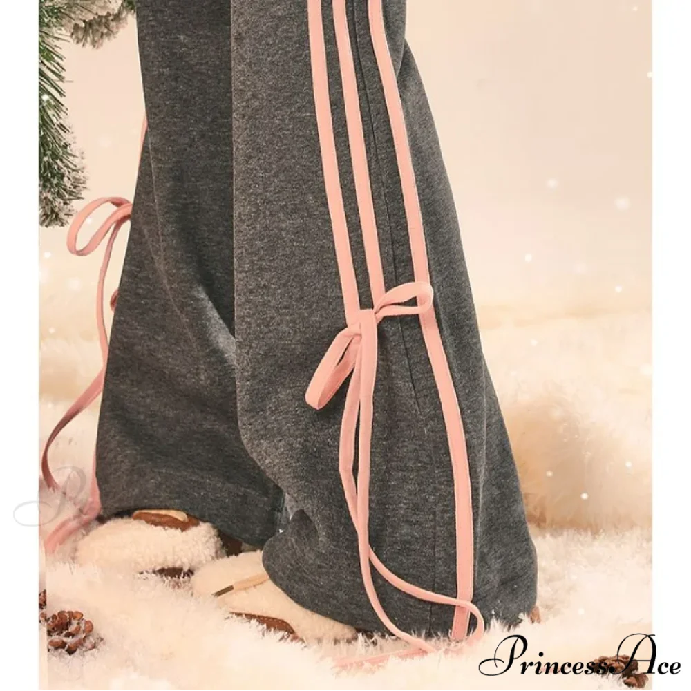 Sleek Informal Grey Athletic Flared Trousers pants-241228